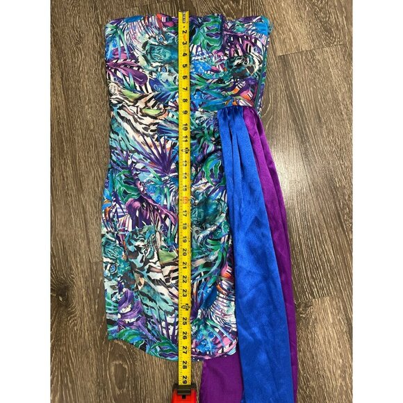 Bronx and Banco Selma Mini Dress Silk Fringe Drape Strapless Cocktail Size Small - Picture 14 of 16